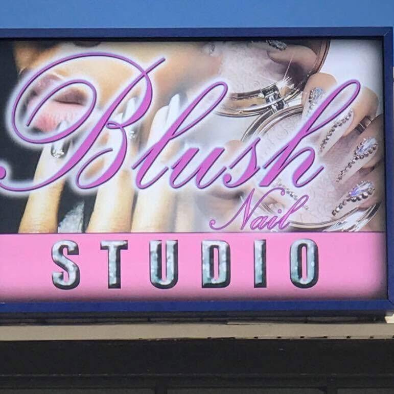 Blush Nail Studio storefront logo sign